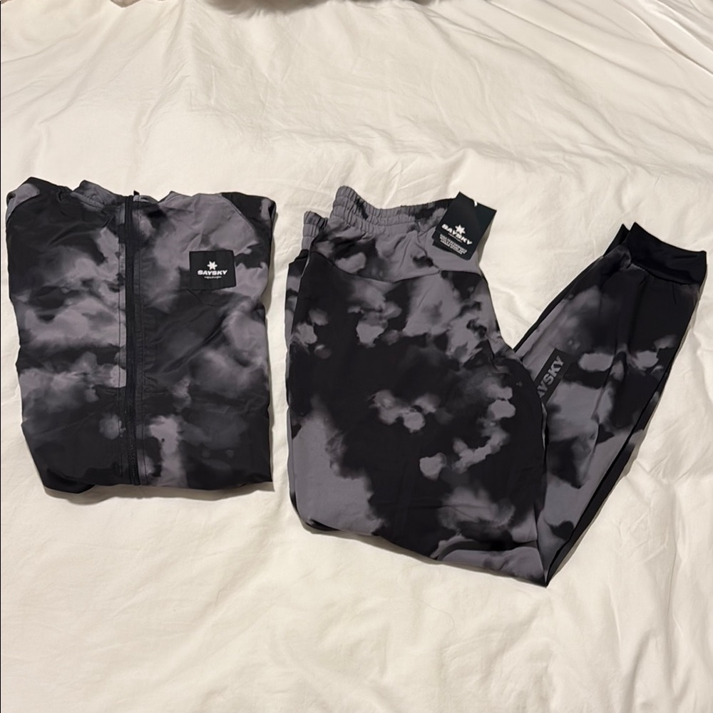 Black and Gray Windbreaker Jacket and pants